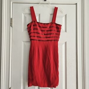 Niteline VINTAGE 80s Red and Black Striped Prom Dress Sz 4